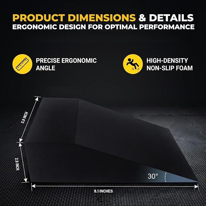 Squat Wedge Block for Heel Elevated Squat Weightlifting Calf Stretcher Slant Board for Mobility Balance and Strength Performance Pack of 2