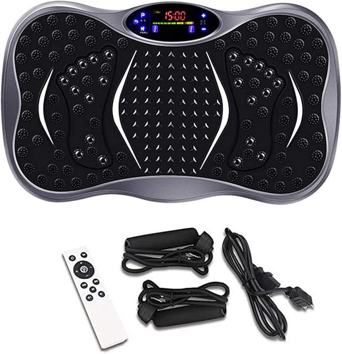 Vibration Plate Exercise Machine,99 Intensity Levels, Home Vibration Fitness Trainers - Whole Body Workout Fitness Vibration Platform - with Resistance Bands