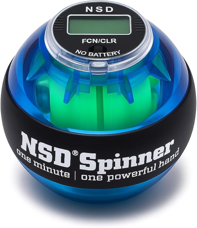 NSD Essential Crystal Spinner Gyro Ball | Grip Strengthener for Forearms, Wrist & Hands | String Start Design, Up to 18,000 RPM | Portable Wrist Trainer & Workout Equipment | Ideal for Desk Workers, Athletes & Musicians