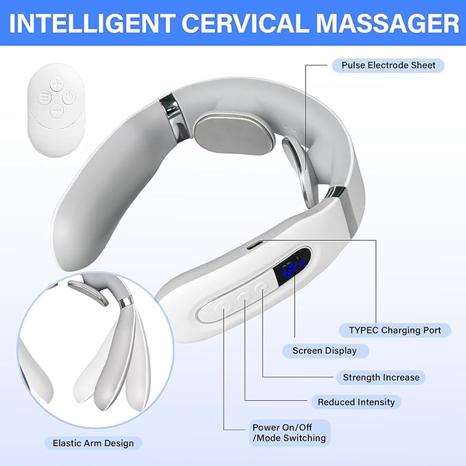 Richie House Neck Massager with Heat, Neck Massager for Pain Relief Deep Tissue,Electric Portable Neck Massager with Heat for Women Men