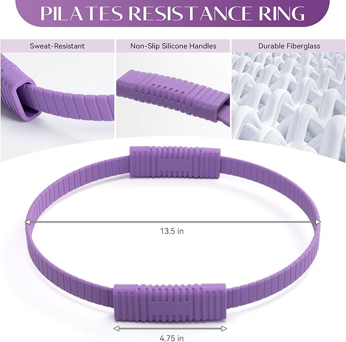 Pilates Kit, Pilates Ring and Ball Set with 5-Level Resistance Bands for Core Strength, Stretching, Toning & Full Body Home Workout Pilates Equipment