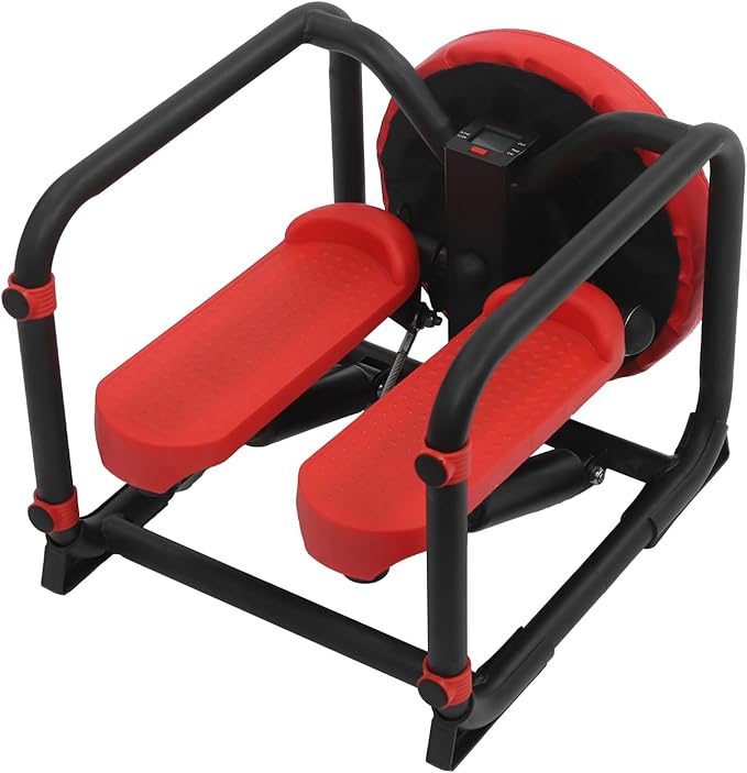 Multi-Function Stepper with Seat, Stair Stepper with Resistance Bands, Mini Sport Stepper Hydraulic Rock Stepper Workout Equipment for Home, Apartment, Office
