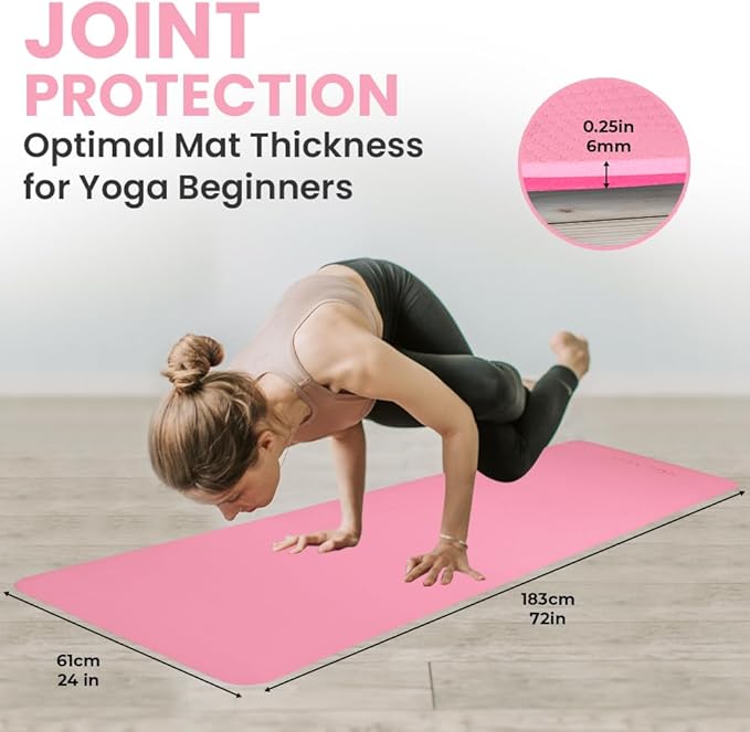 NOLAVA Yoga Mats & Complete Sets - TPE, Non-Slip - Includes Mat, Blocks, Strap, & More (6pc or 7pc Sets) - For Pilates, Yoga & Fitness