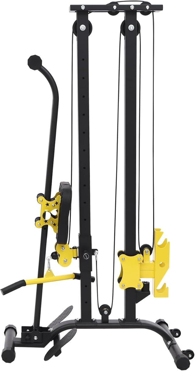 Foldable Rowing Machine & LAT Pull Down Machine 2-in-1, Multi-Function Home Gym Equipment with 19 Workouts, Max 220lbs,Compact for Small Spaces