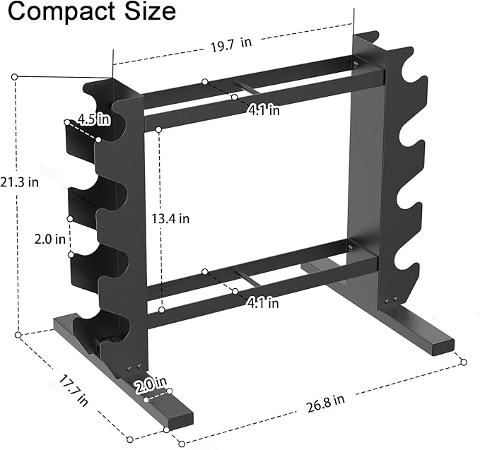 PROIRON Dumbbell Rack Stand for Home Gym, Upgraded Stable Weight Rack, 4-Tier Dumbbell Rack Stand Only Holder for Dumbbells, Free Weights, 450LB Capacity Heavy-Duty Compact Storage Organizer