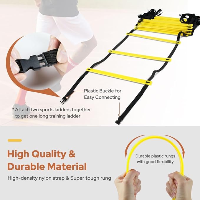 GHB Agility Ladder 1 Pack and Disc Cones 50 Pack 2 Carrying Bag