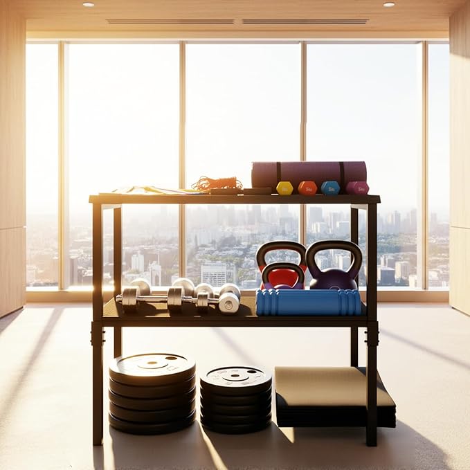 Commercial Heavy Duty Adjustable Dumbbell Stand & Kettlebell Stand, Adjustable Dumbbell Weight Rack, Kettlebell Storage Rack, Weight Rack for Garage/Home Gym/Commercial with Non-Slip Base, Anti-Tip Safety & Space-Saving Design, Weight Capacity 500/600/...