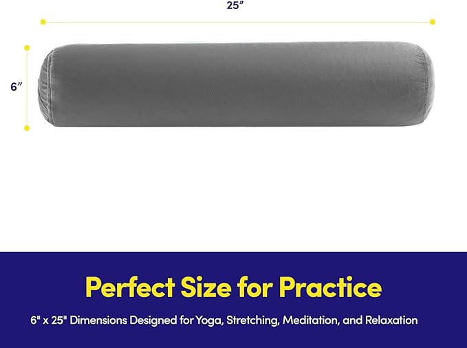Meditation Cushion Bolster Pillow for Restorative Yoga – Supportive Cushion for Meditation, Pilates, and Relaxation – Filled with Buckwheat Hulls - Removable Cover