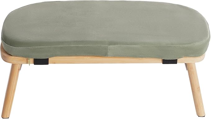 Bamboo Meditation Bench,Portable Bamboo Meditation Stool with Meditation Cushion, Foldable & 5°Ergonomic Tilt Kneeling Meditation Yoga Stool-396.83lbs Max. Load Capacity (Green)