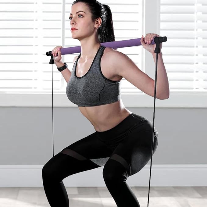 Pilates Sculpting Bar - Pilates Bar Kit, Elastic Fusion Bar Pilates Stretch | Easy Installation Pilates Resistance Bar, Multifunctional Pilates Training Bar, Portable Fitness Supplies for Yoga
