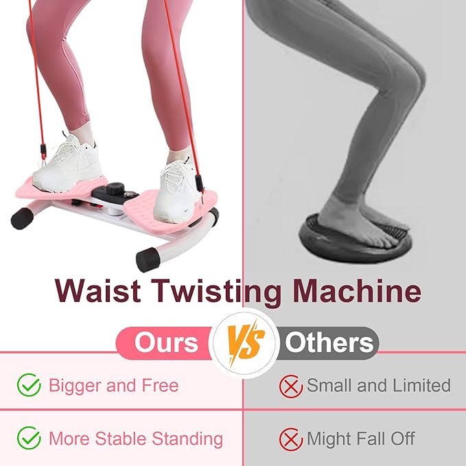 Waist Board, Noiseless Waist Machine, Adjustable Exercise Twist Board, Waist Sculptor Twist with Digital Display, 220.5 Lbs Load Capacity