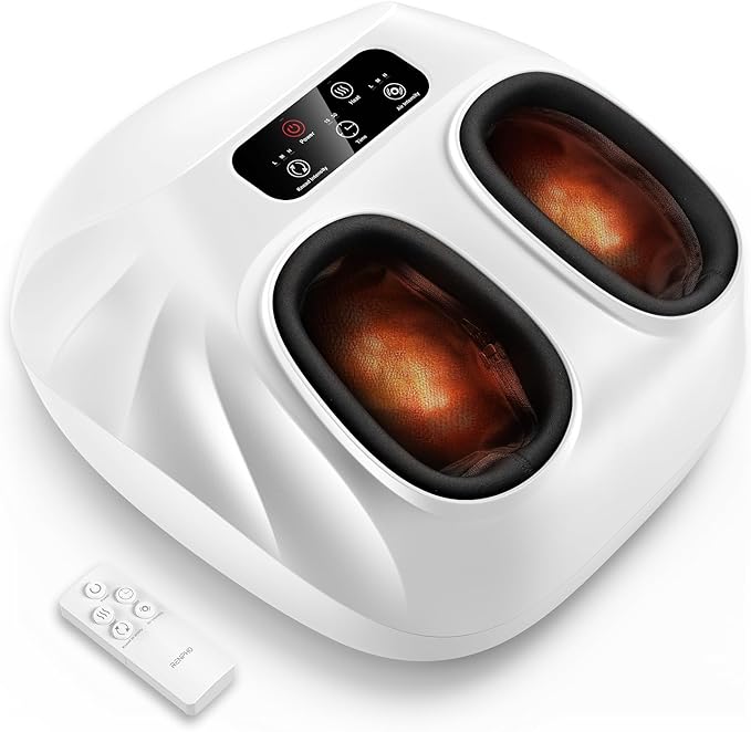 RENPHO Foot Massager Machine with Heat [2026 Upgraded], Shiatsu Foot Massager for Neuropathy, Plantar Fasciitis Massager for Men Women Mom Dad, Up to Size 14, White