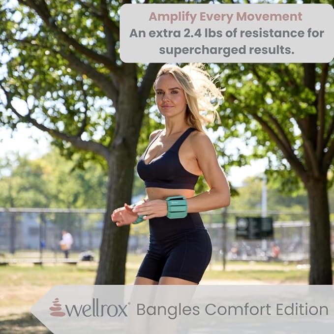 Wellrox Weighted Bangles – Adjustable Ankle and Wrist Weights for Women & Men – Set of Ankle Weights 2 lbs (1 lb Each Wrist Weight) | Weighted Arm Bands for Pilates, Yoga, Running & Walking
