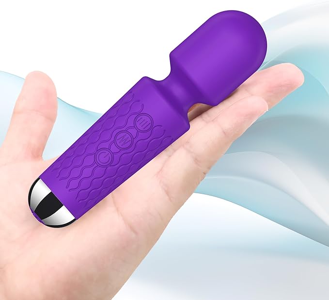 Personal Mini Massager - Handheld Deep Tissue Massager with 20 Speeds & 8 Modes, Quiet Waterproof Vibrating wandfor Neck, Back, Muscle Tension Relief & Sports Recovery, Purple