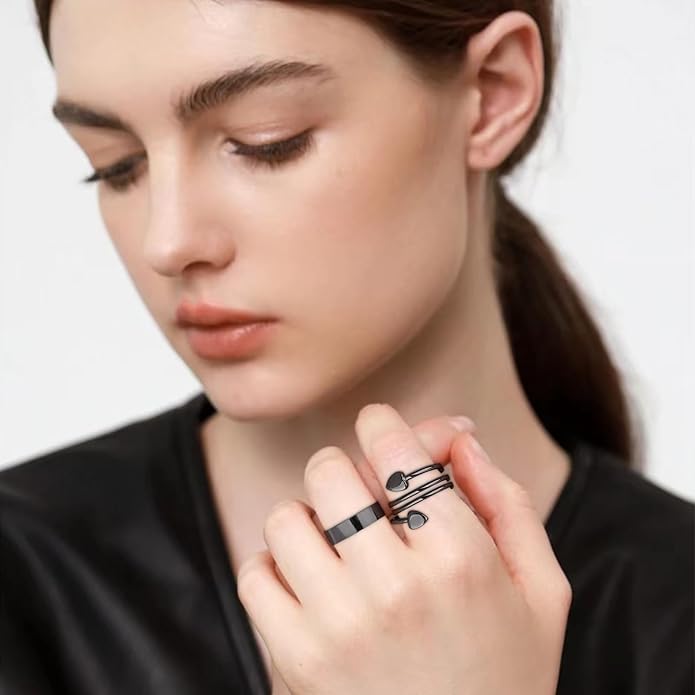 Magnetic Copper Rings Set for Women, Elegant Lymphatic Jewelry Gifts, Vintage Adjustable Vine Design