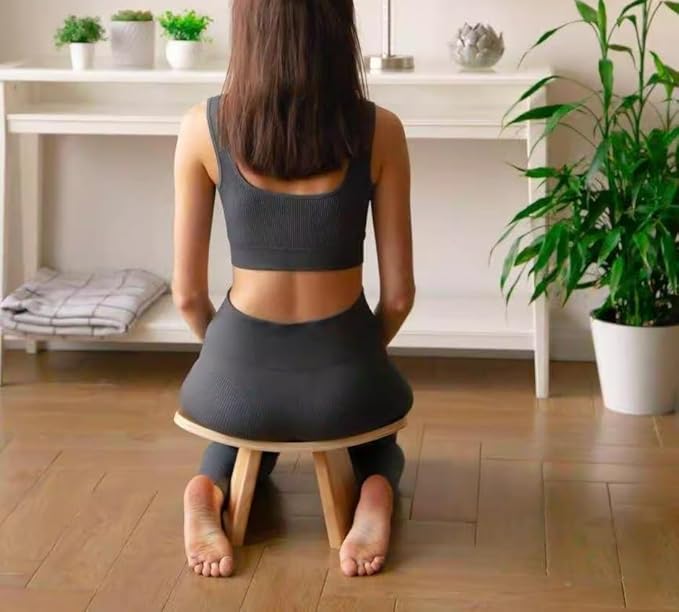 Bench,Meditation Bench Ergonomic Wooden Meditation Kneeling Stool with Travel Bag for Yoga, Prayer, Travel, Mindfulness, Zen Practice ﻿(Small)