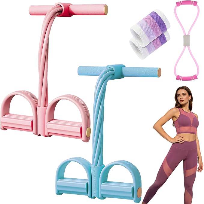 Upgrade 8 Tube Pedal Resistance Device, Pedal Resistance Band with Handle, Fashion Puller Exercise, Detachable and Adjustable Multifunction Fitness Bands for Abdomen, Waist, Arm, Leg