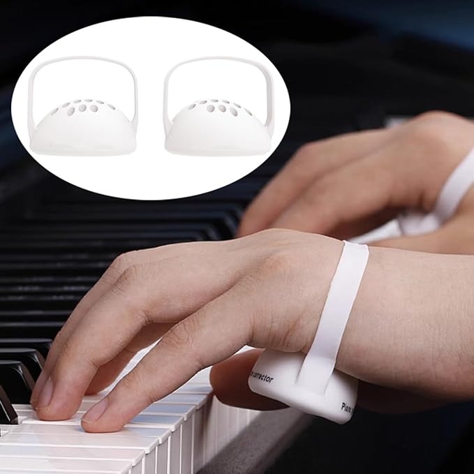 Piano Finger Trainer Ball Hand Corrector Finger Exercisers Posture Correction Tool Round Shape Semi Sphere Silicone Finger Training Ball for Beginners 2Pcs（White）