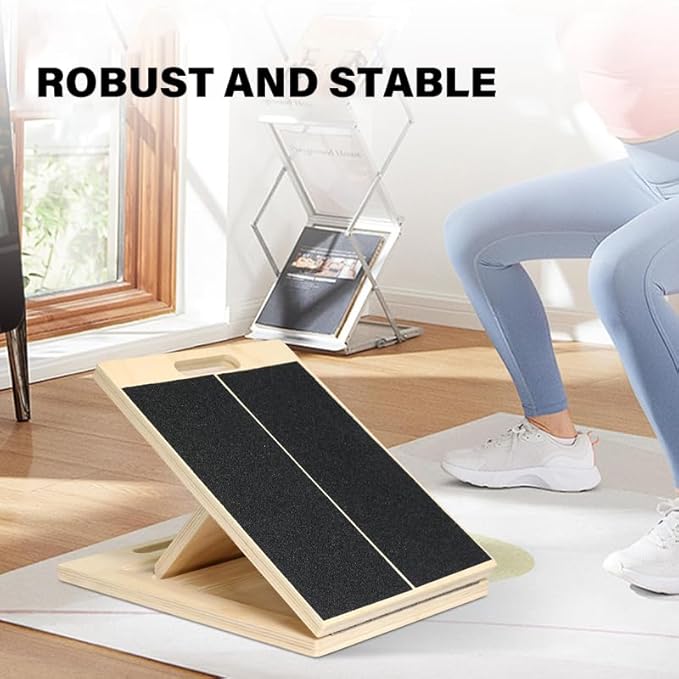 Saker 6-Angle Slant Board & Balance Board, Slant Boards for Exercise, Adjustable 40° Incline & Balance Board - 6-Angle Non-Slip Wooden Trainer for Squats, Calf Stretch, Stability Workouts