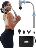 2-in-1 Detachable Percussion Massage Gun with Extension Handle, Back Massager for Pain Relief Deep Tissue Muscle Massager for Arm Shoulder Lower Back Thigh Waist Grey