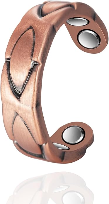 Copper Rings for Women, Pure Copper Adjustable Magnetic Ring （FUTI）