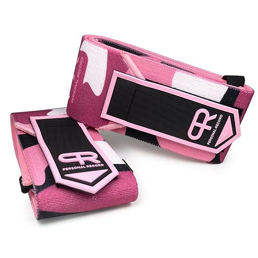 Elbow Wraps for Weightlifting - Heavy Duty Construction, 25% More Elasticity, Reinforced Stitching, Extra Wide Fastener, Easy to Adjust, (Digital Pink)