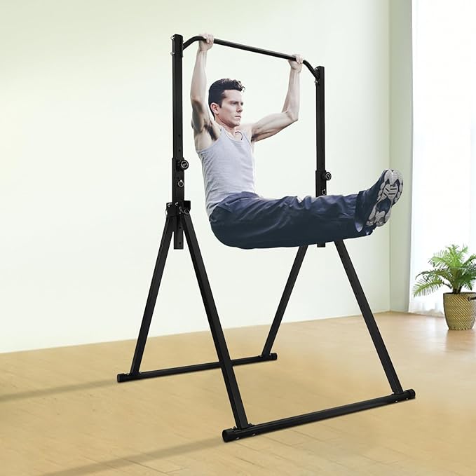 Horizontal Bar, 440.92lbs Load Triangular Pull Up Station Power Tower Workout Dip Station Multifunction Fitness Tower Station Training Equipment with Wrenches for Living Rooms Bedrooms Gyms