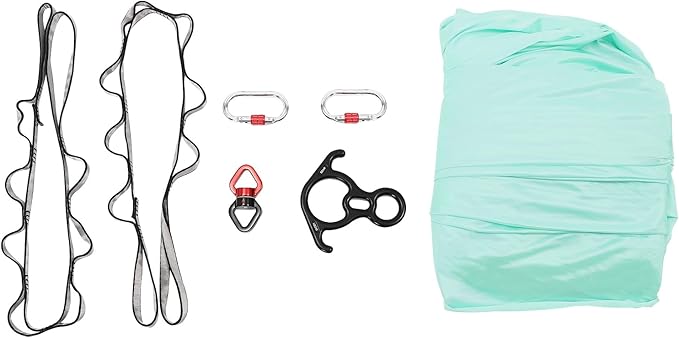 LOYALHEARTDY Aerial Silks Starter Kit, 11 Yards Equipment Set for Aerial Yoga, Durable Aerial Yoga Hammock Aerial Swing for Aerial Acrobatic, Aerial Dance & All Levels (L:10m W:2.6m)