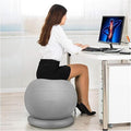 Yoga Ball Chair,Yoga Ball，Exercise Ball, Office Ball Chair with Base & Pump Stability Yoga Ball Seat for Back Pain Relief Home Gym Exercise Ball Chair for Core Strength Training(Light Gray,Diameter 55