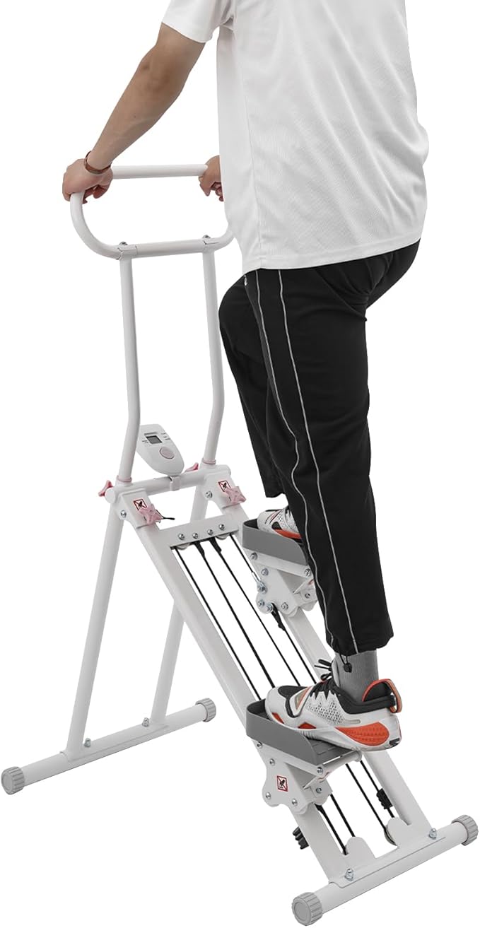 Stair Stepper for Home Gym, Vertical Climber Machine with Adjustable Handrail Height, Folding Vertical Climber Step Fitness Equipment with LCD Screen for Bedrooms Apartments