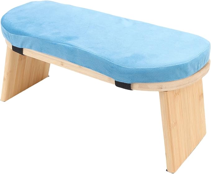 Yinhing Wooden Meditation Bench Ergonomic Detachable Kneeling Stool with Soft Cushion for Practice Includes Convenient Carry Bag Stylish Blue Design for Comfortable Meditation Sessions and (Blue)