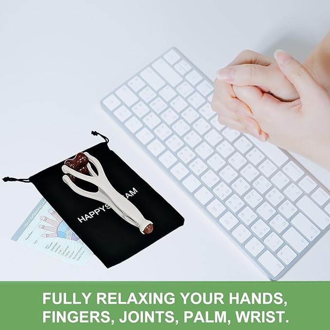Finger Massager, Hand Massager for Arthritis and Carpal Tunnel. Dual-sided Bian Stone Massage Roller Tool for Circulation, Trigger Finger, Hand Therapy, Pain Relief, Stress. Great Gift for Her/Him.
