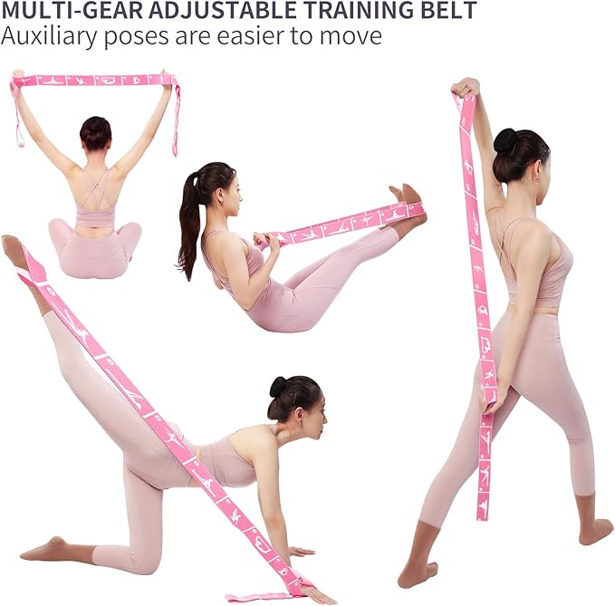 Yoga Strap with 10/12 Loops - Multi-Functional Stretch Band for Pilates, Dance, Gymnastics, Physical Therapy, Flexibility & Resistance Training, Ballet, Latin Workouts