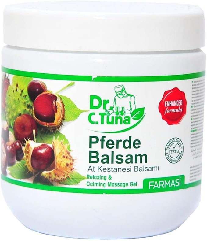 FARMASi Dr. C. Tuna Pferde Balsam Massage Gel, Horse Chestnut & Herbal Cooling Gel for Relaxing Full Body Massage, Refreshing Menthol Sensation, 16.9 fl oz