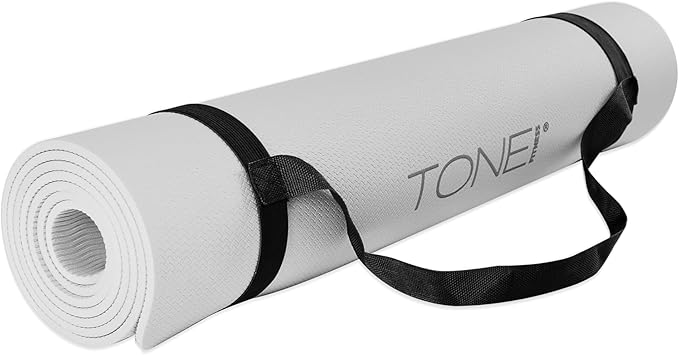 TONE Fitness Yoga Mat 1/4" Thick Non Slip Exercise & Pilates Mat for Home Workouts with Carrying Strap | Multiple Options