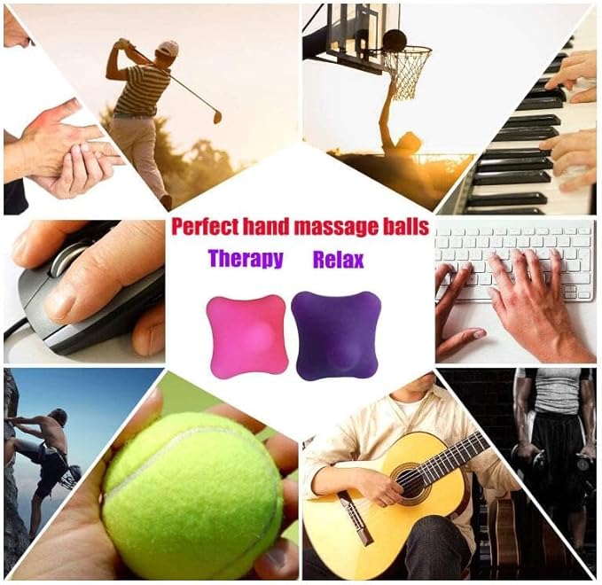 Hand Massage Exercise Therapy Balls-Deep Tissue Trigger Point Self Massage Rehab Reflexology Ball Arthritis Pain Relief Workout for Hands Palm Back Foot Shoulder Body Leg 2PCS(Pack of Two)