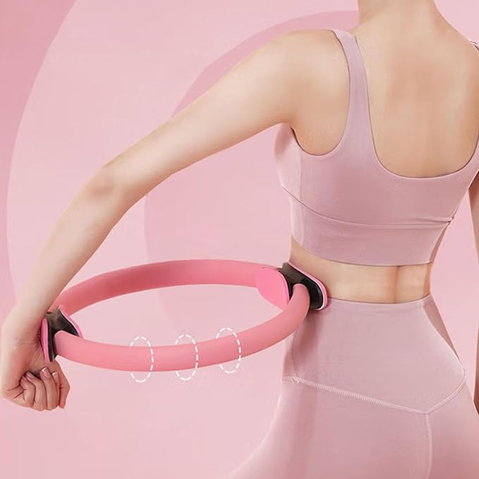 Pilates Ring Fitness Trainer, Yoga Ring Home Gym Equipment Inner Thigh Exercise, 14.96 Inch Yoga Ring Magic Circle, Double Padded Handle Exercise Resistance Equipment