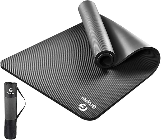 Gruper Yoga Mat Non Slip NBR Extra Thick Yoga Mat, 72"L x 32"/24"W x 0.6"/0.4"TH (185cm x 80cm/61cm x 15mm/10mm), Anti-Tear Exercise Mat with Carrying Strap and Bag, Workout Mats for Yoga, Pilates