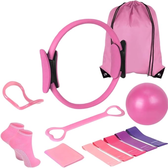 Yoga Pilates Ring Fitness Set - 13-Piece Home Exercise Equipment for Beginners