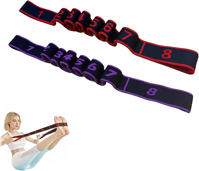 Fitness Resistance Band for Stretching and Yoga, Number Stretch Resistance Band with Clear Markings, 8-Section Elastic Training Bands