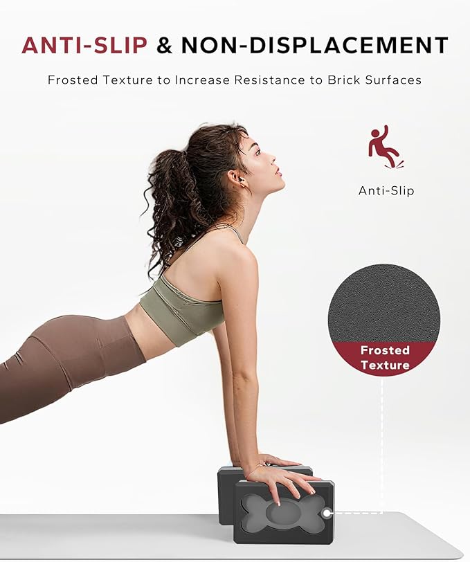 HAPBEAR Yoga Blocks 2 Pack - 9x6x3in High-Density EVA Foam with Non-Slip Textured Surface, Supportive for Deep Stretching & Lightweight - Ideal for Yoga, Pilates, Stretching Exercises