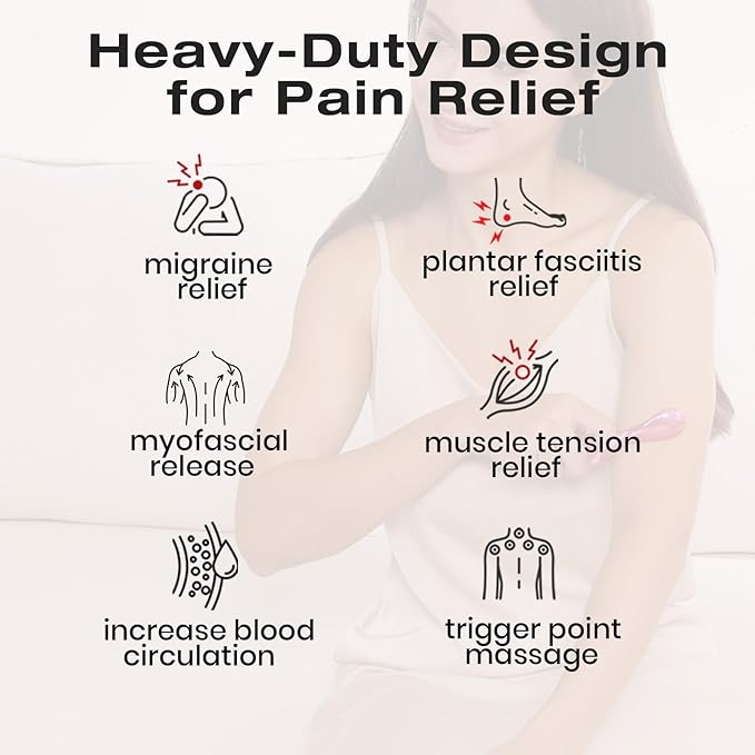 lifechill Trigger Point Massage Tool for Pain Relief Deep Tissue, Gua Sha & Muscle Scraper Tool for Full Body, Thumb Saver Acupressure Tool Relieve Muscle Knots (Rose Red)