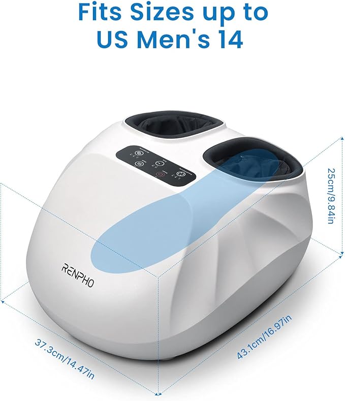 RENPHO Foot Massager Machine with Heat [2026 Upgraded], Shiatsu Foot Massager for Neuropathy, Plantar Fasciitis Massager for Men Women Mom Dad, Up to Size 14, White