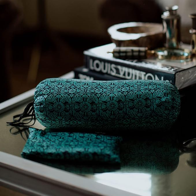 Hugger Mugger Silk Eye Pillow with Bead Filling - Boho Teal - Scent-Free, Light Weight, Chill in Freezer, Washable Cover, Washable Bead Filling