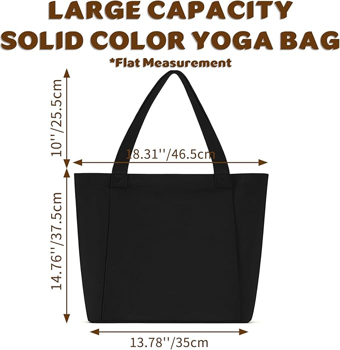 Yoga Mat Carrier, Gym Bag With Yoga Mat Holder, Women Canvas Tote With Shoulder Strap For Pilates, Travel, Office, Sports, Workout And Beach – Inner Zippered Pocket, Fits Standard And Small Mats