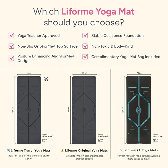 Liforme Printed Yoga Mat Collection - Free Yoga Bag Included - Patented Alignment System, Warrior-like Grip, Non-Slip, Eco-friendly, Sweat-resistant, Long, Wide and Thick for Comfort