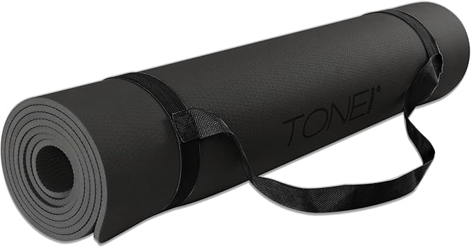 TONE Fitness Yoga Mat 1/4" Thick Non Slip Exercise & Pilates Mat for Home Workouts with Carrying Strap | Multiple Options