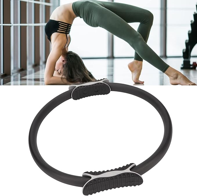 KIMISS Pilates Ring - Fitness Resistance Exercise Circle with Nonslip, Foam Padded Handle for Thigh Workout and Body Strengthening (Black), KIMISSgixf7eyuhq-11