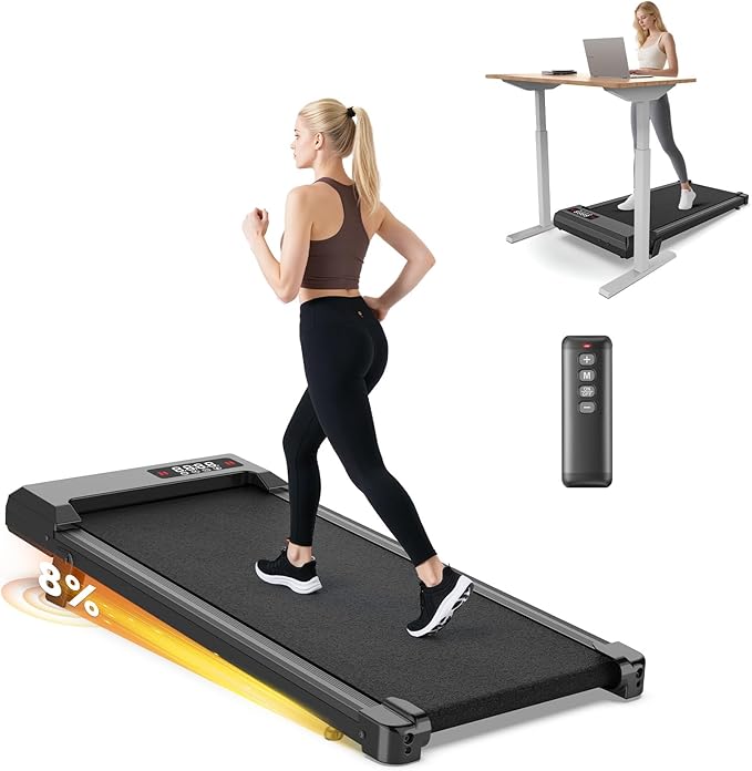 Walking Pad Treadmill with Handle Bar,Walking Pad with Incline 8%,2.5HP Quiet Under Desk 320 lbs 2 in 1Treadmills for Home Office,Compact Foldable Walking Pad,Remote Control&LED Display