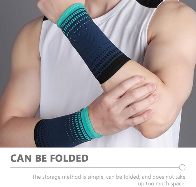Professional Wrist Brace and Protective Wrist Sleeve, 2pcs Navy Blue Knitted Compression Supports for Weightlifting and Fitness, Breathable Sports Joint Wraps for Men and Women